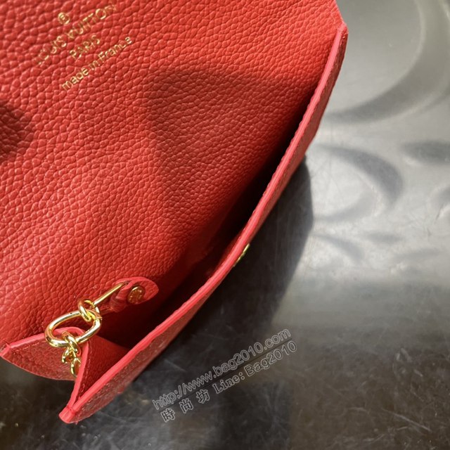 LV專櫃新款錢包 路易威登Monogram Empreinte皮革零錢包 M60633 LV紅色鑰匙包  ydh4422